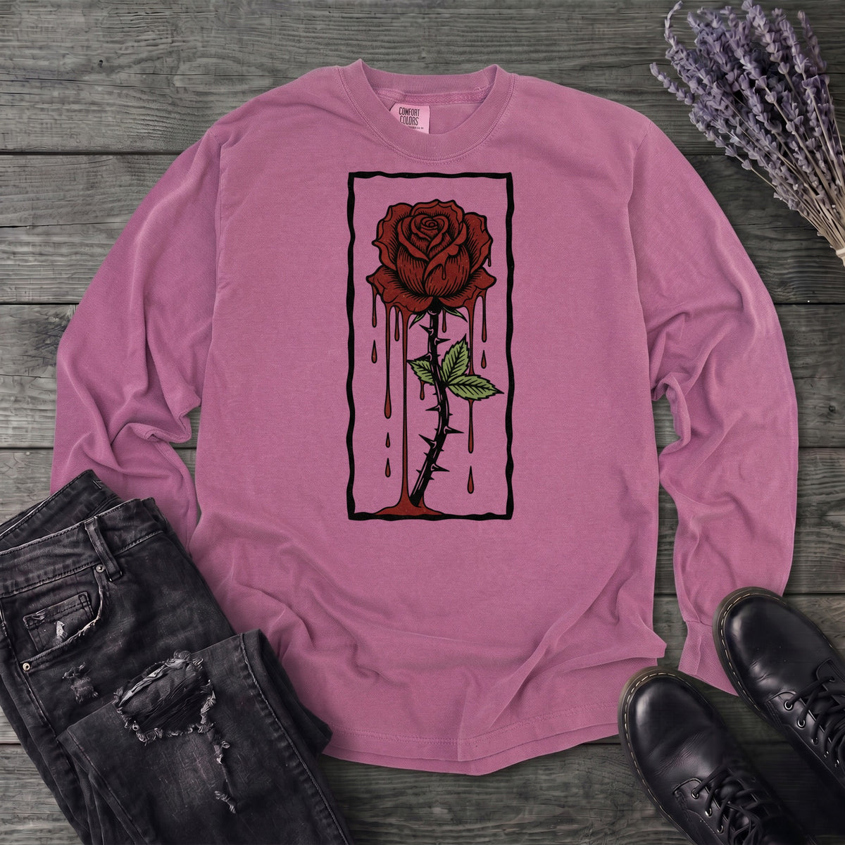 dripping rose Long Sleeve T-Shirt