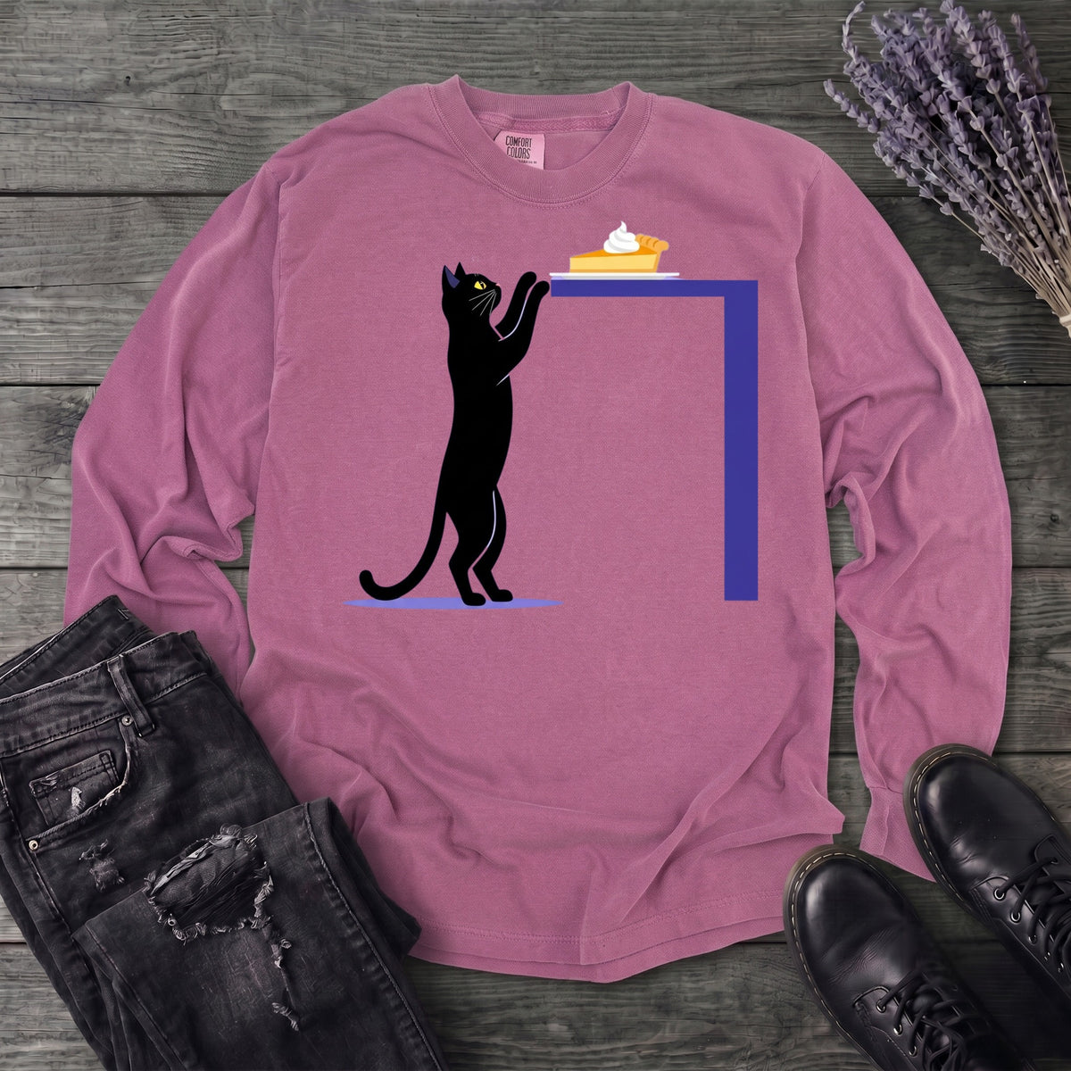Black Cat Pumpkin Pie Long Sleeve T-Shirt