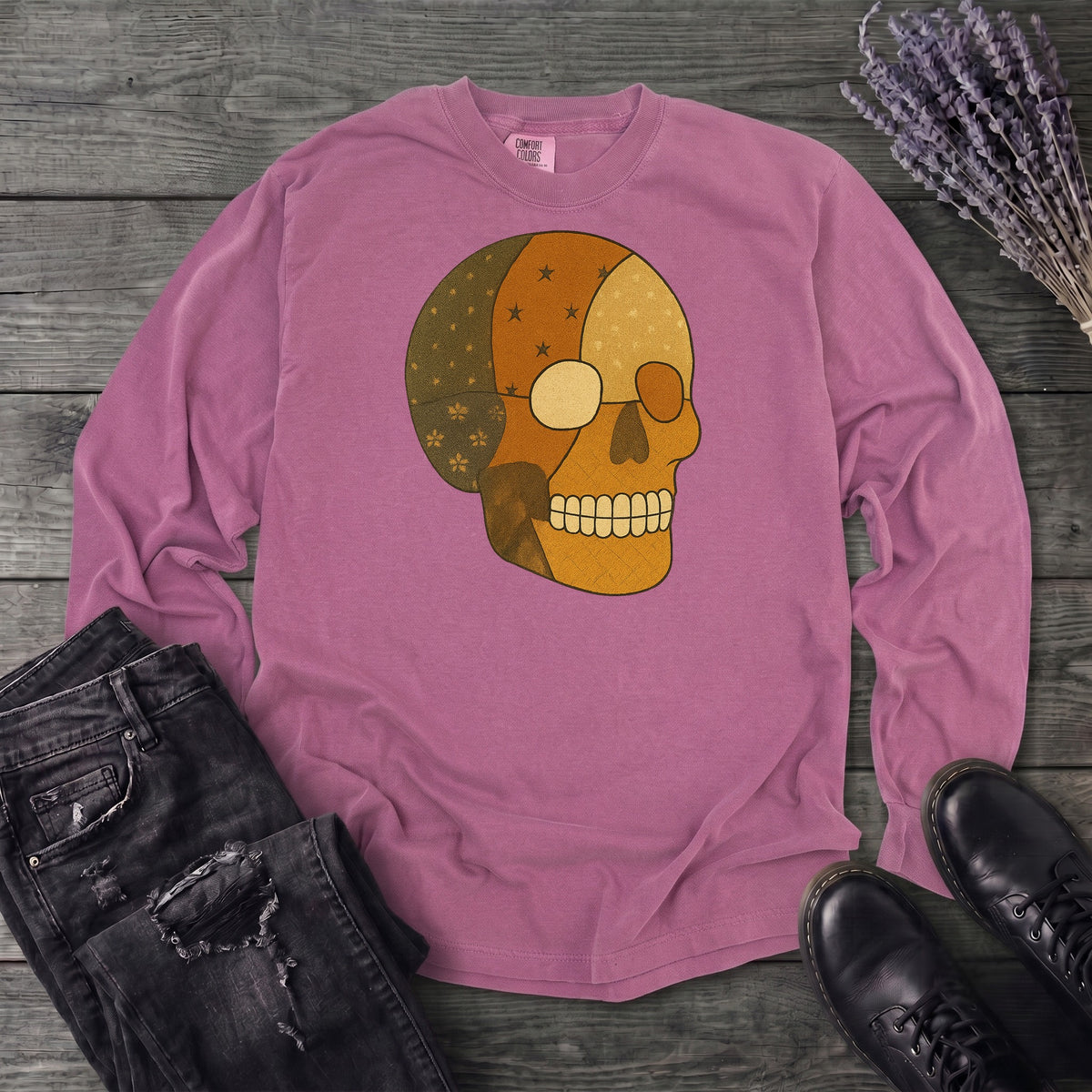 Patchwork Skull Long Sleeve T-Shirt