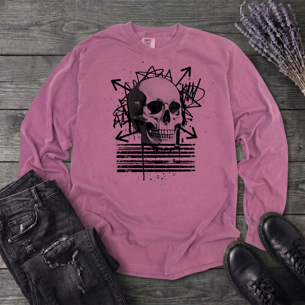 Grunge Skull Long Sleeve T-Shirt