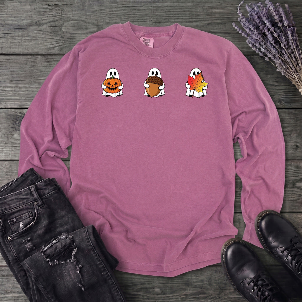 Ghosts Autumn Icons Long Sleeve T-Shirt