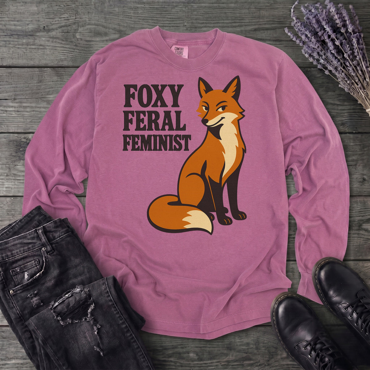 Foxy Feral Feminist Long Sleeve T-Shirt