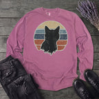 Cat Silhouette Sunset Grunge Long Sleeve T-Shirt