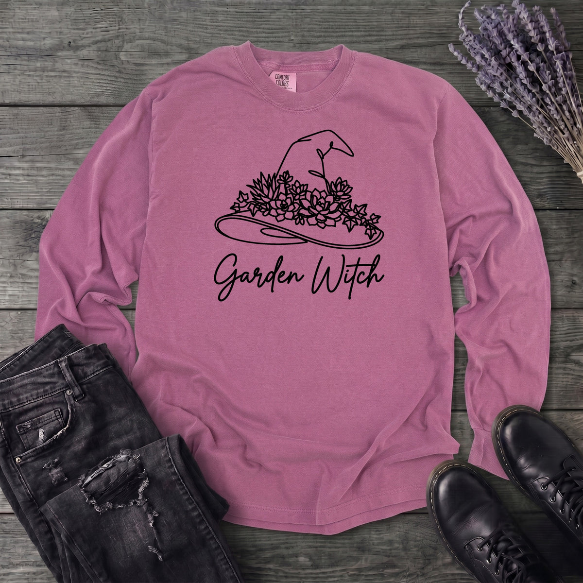 garden witch floral hat Long Sleeve T-Shirt