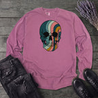 Psychedelic Striped Skull Long Sleeve T-Shirt