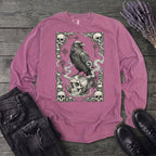 Raven Skull Card Long Sleeve T-Shirt
