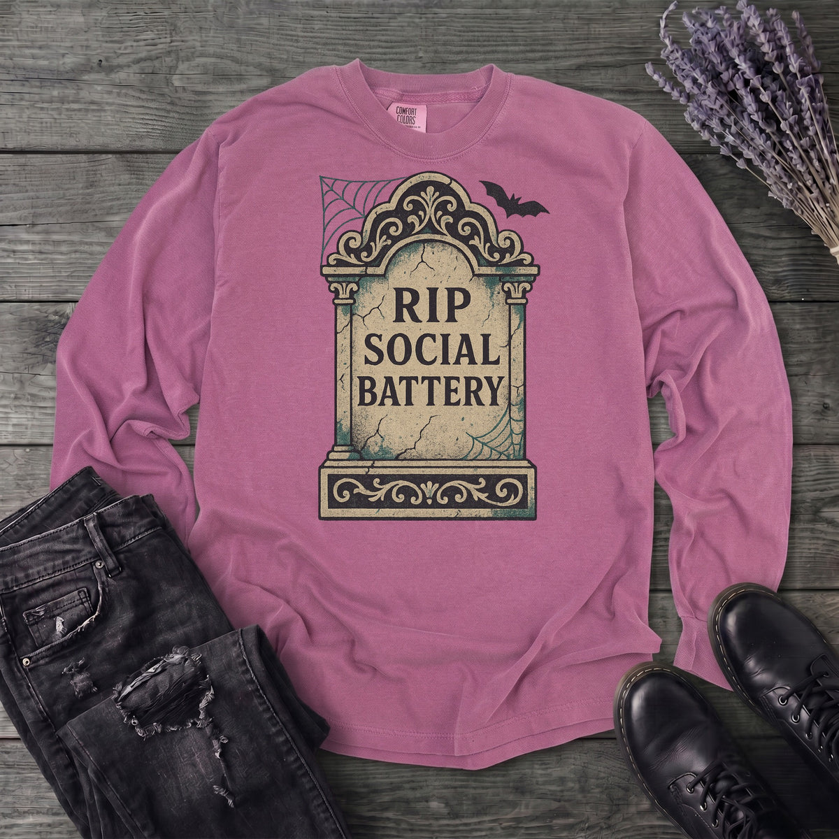 RIP Social Battery Long Sleeve T-Shirt