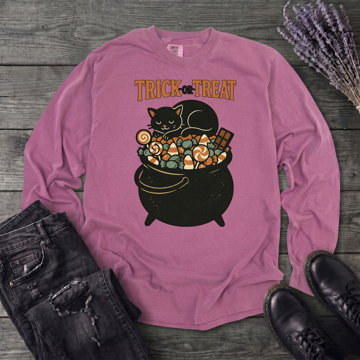 Trick Or Treat Candy Cauldron Long Sleeve T-Shirt