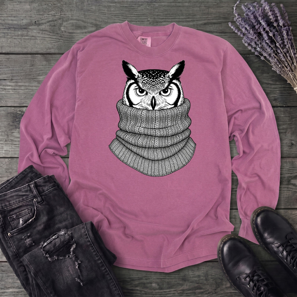 Owl In Cowl Long Sleeve T-Shirt