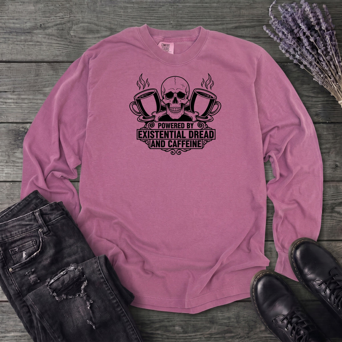 Powered By Dread And Caffeine Long Sleeve T-Shirt