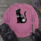 Retro Texture Black Cat Long Sleeve T-Shirt