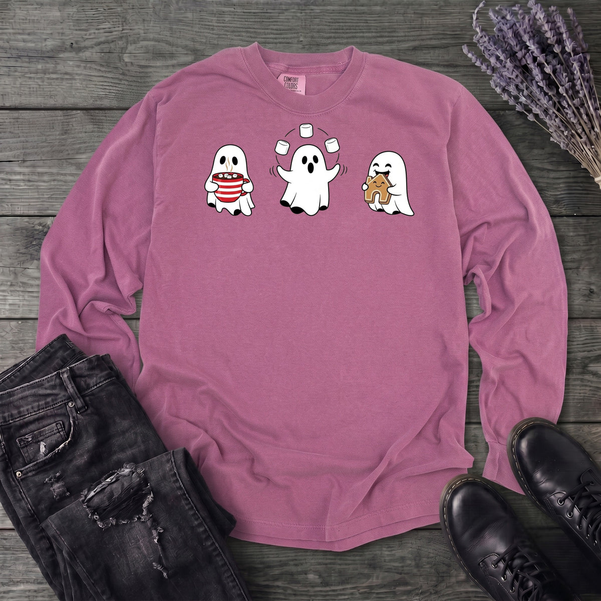 Hot Cocoa Ghosts Long Sleeve T-Shirt