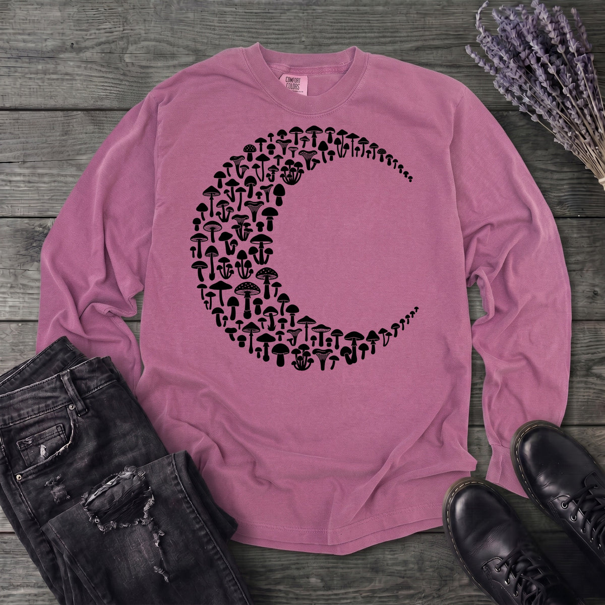 moonlit mushrooms Long Sleeve T-Shirt