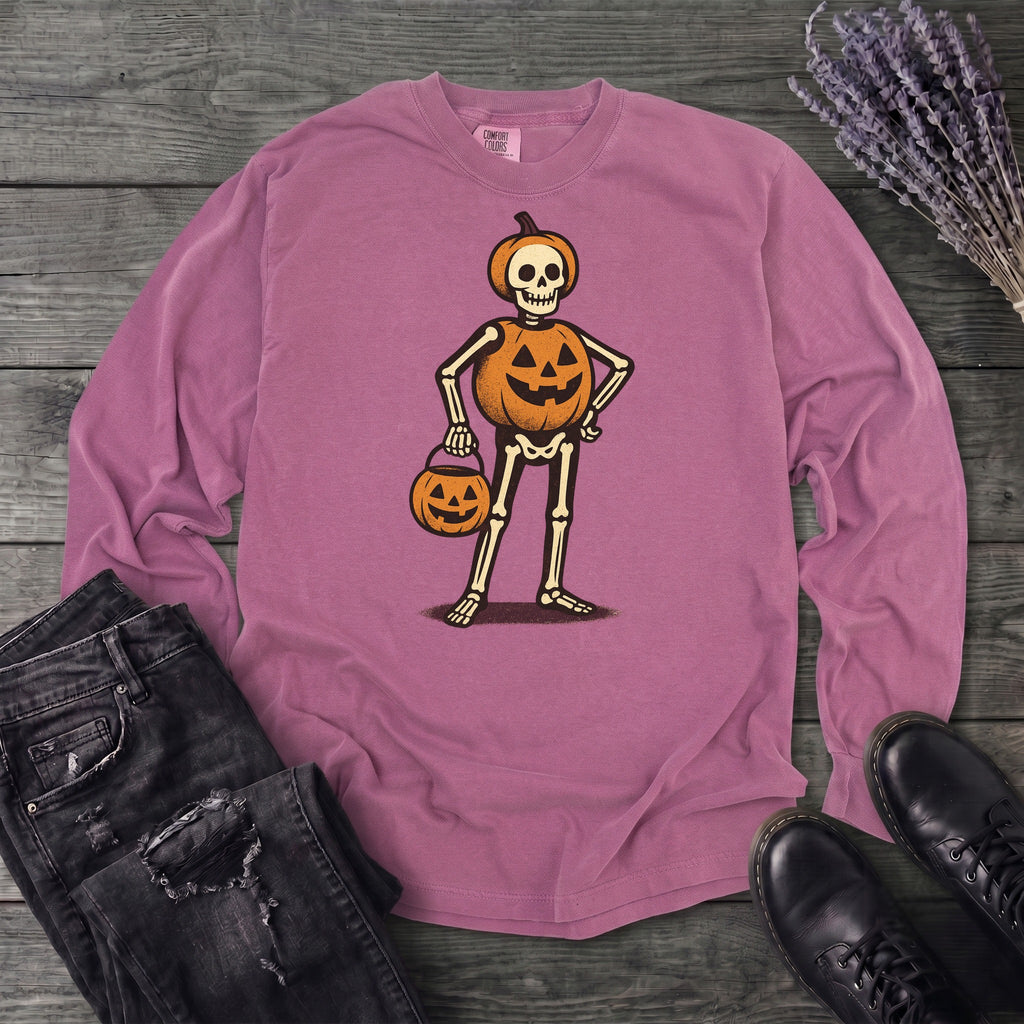 Skeleton Jack O Lantern Costume Long Sleeve T-Shirt