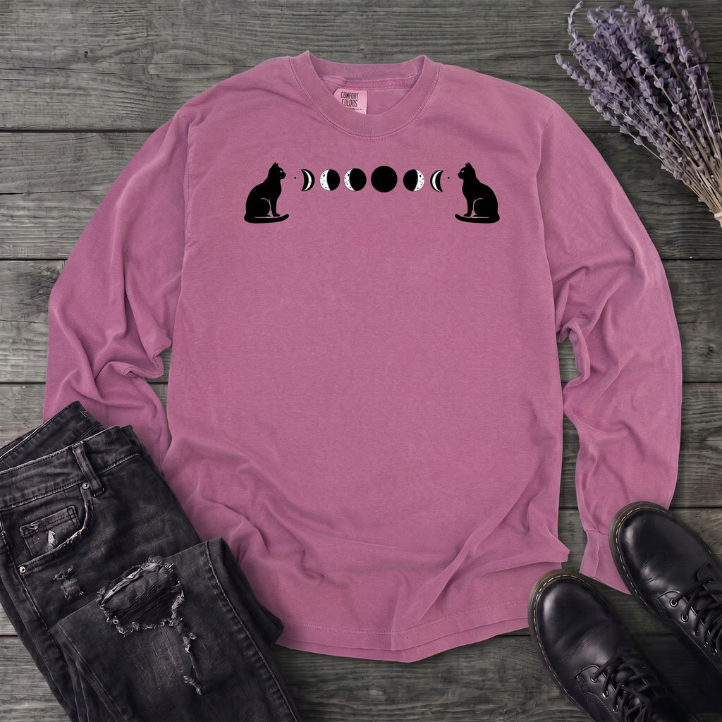 Cat Moon Phases Long Sleeve T-Shirt