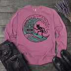 Surfing Cat Skeleton Long Sleeve T-Shirt