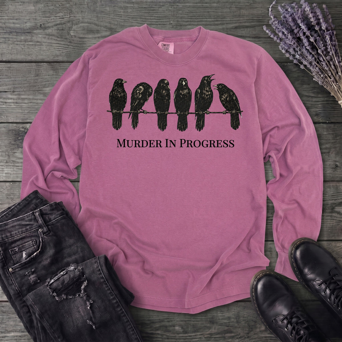 Murder In Progress Six Crows Long Sleeve T-Shirt