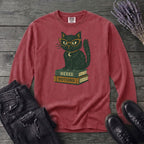 black cat glasses books Long Sleeve T-Shirt
