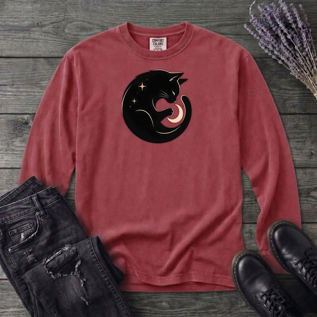 Cat and Moon Long Sleeve T-Shirt