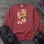 Geometric Hearts Raccoon Long Sleeve T-Shirt