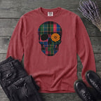 Bright Plaid Skull Long Sleeve T-Shirt
