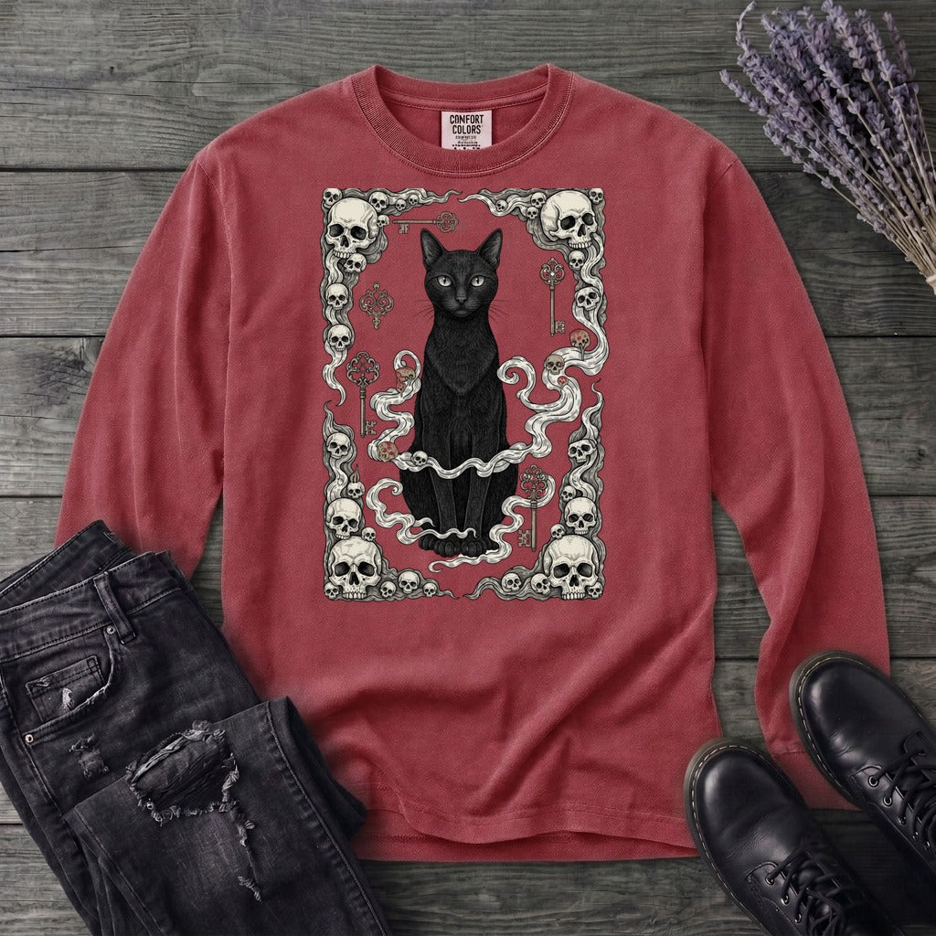Cat Skull Card Long Sleeve T-Shirt