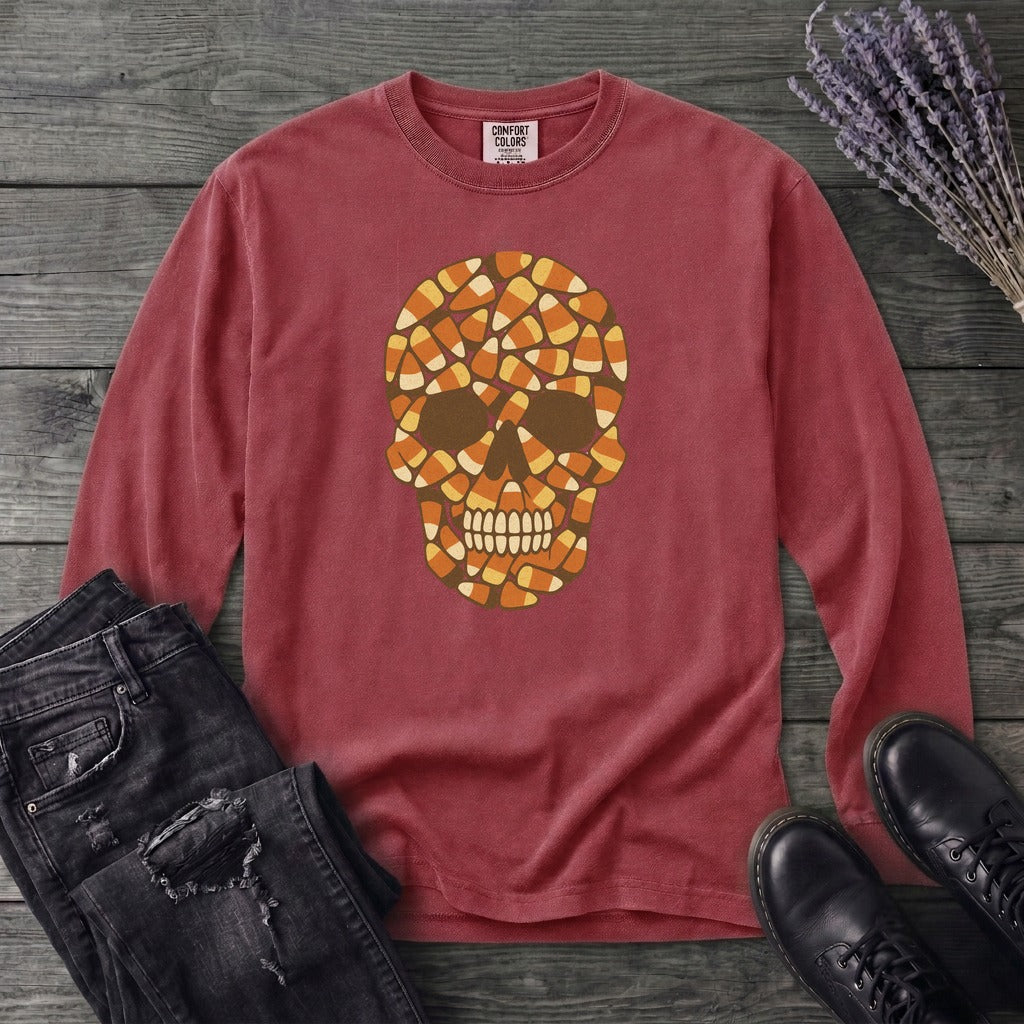 Candy Corn Skull Long Sleeve T-Shirt