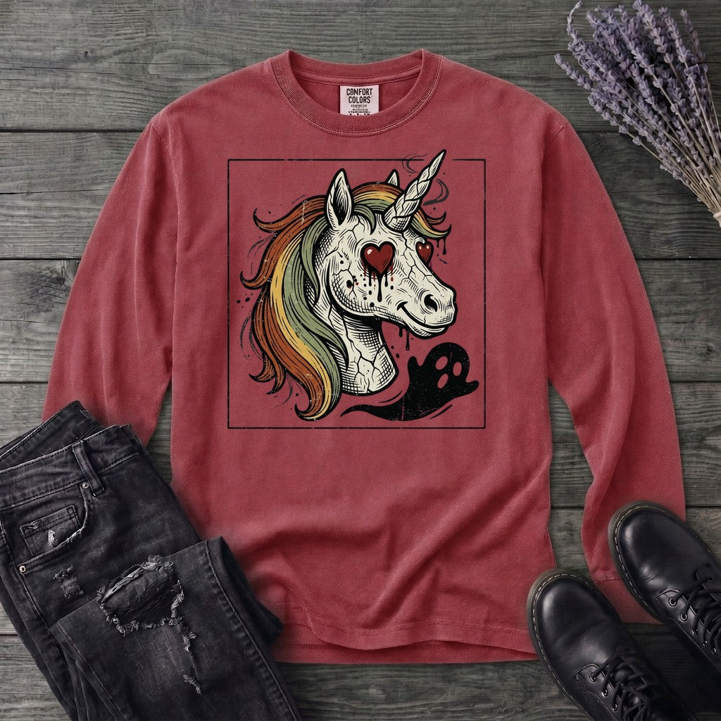 grunge zombie unicorn Long Sleeve T-Shirt