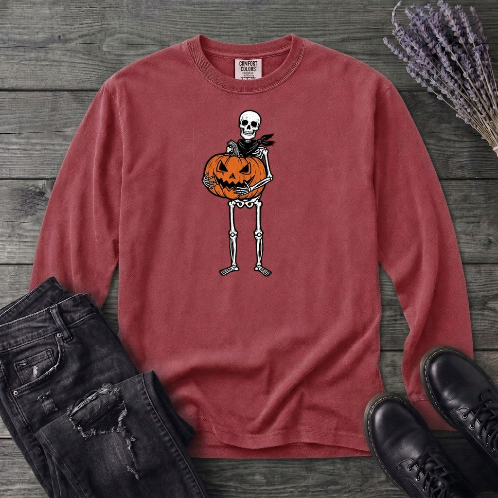 Skeleton Jack O Lantern Long Sleeve T-Shirt