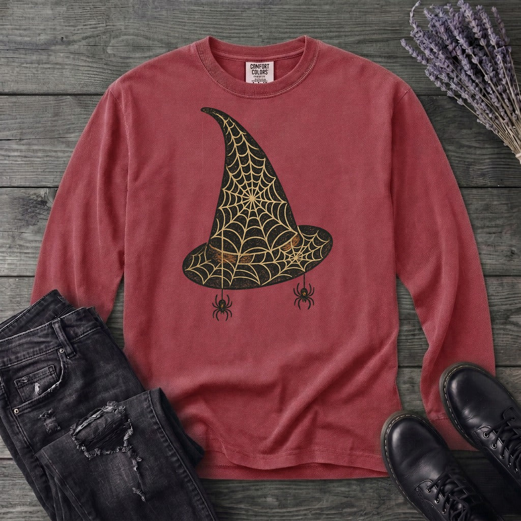 Spiderweb Witch Hat Long Sleeve T-Shirt