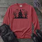 Haunted House Silhouette Long Sleeve T-Shirt