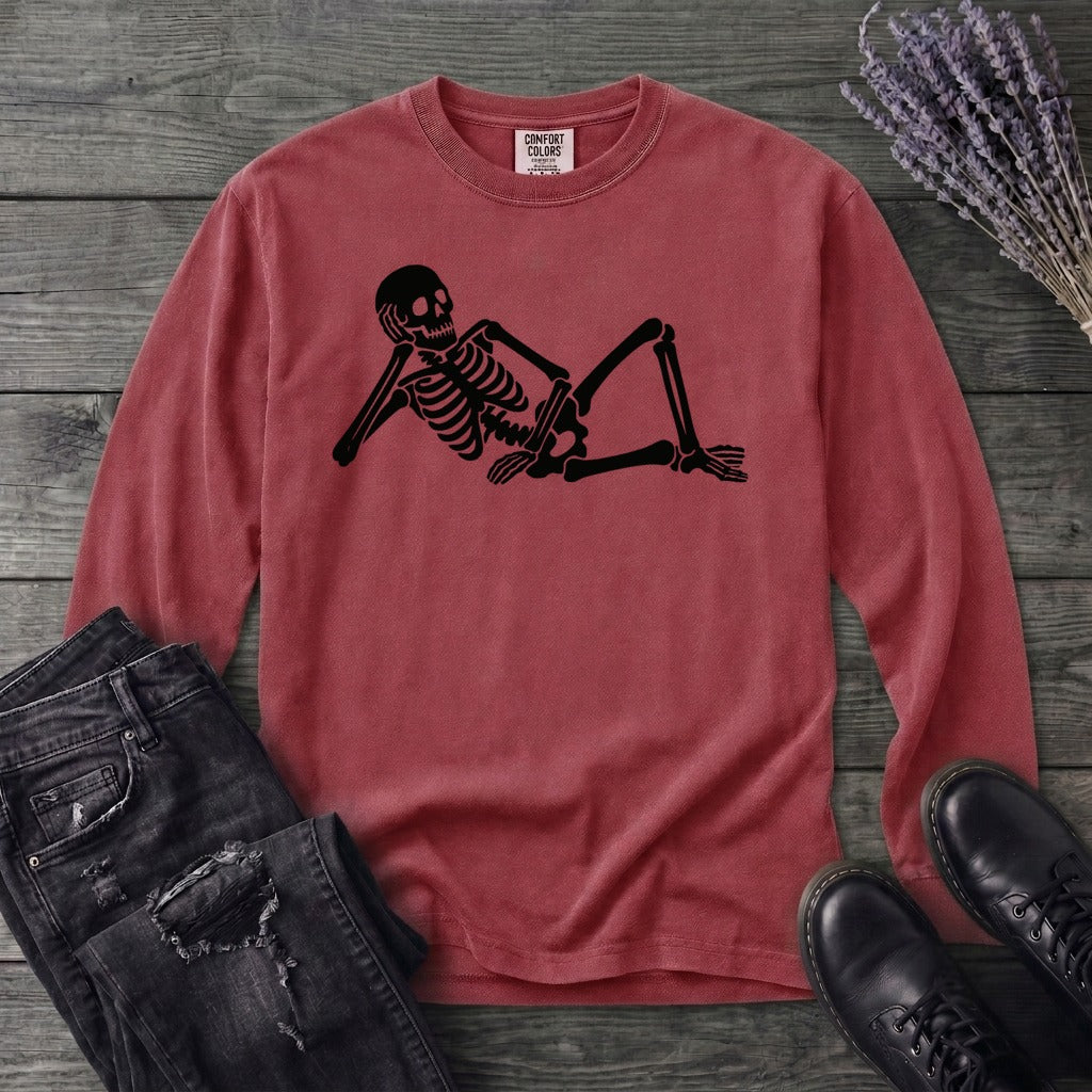 Lounging Skeleton Long Sleeve T-Shirt