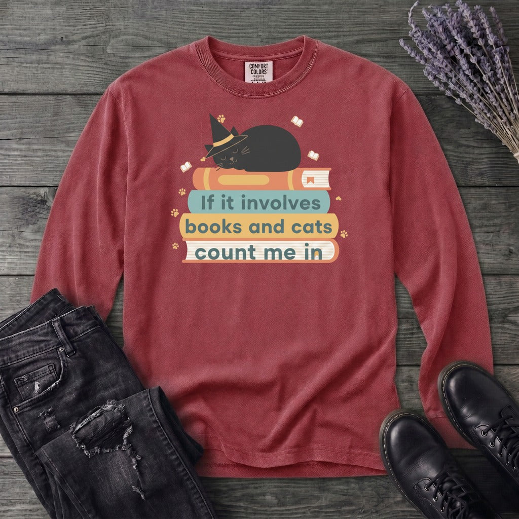 books and cats Long Sleeve T-Shirt