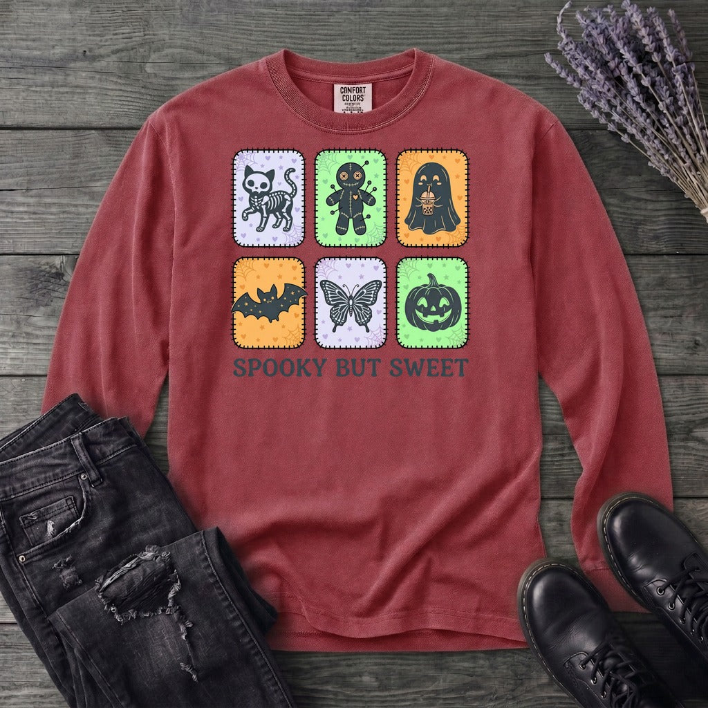 Spooky But Sweet Grid Long Sleeve T-Shirt