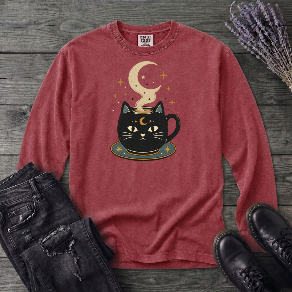 Celestial Cat Coffee Long Sleeve T-Shirt