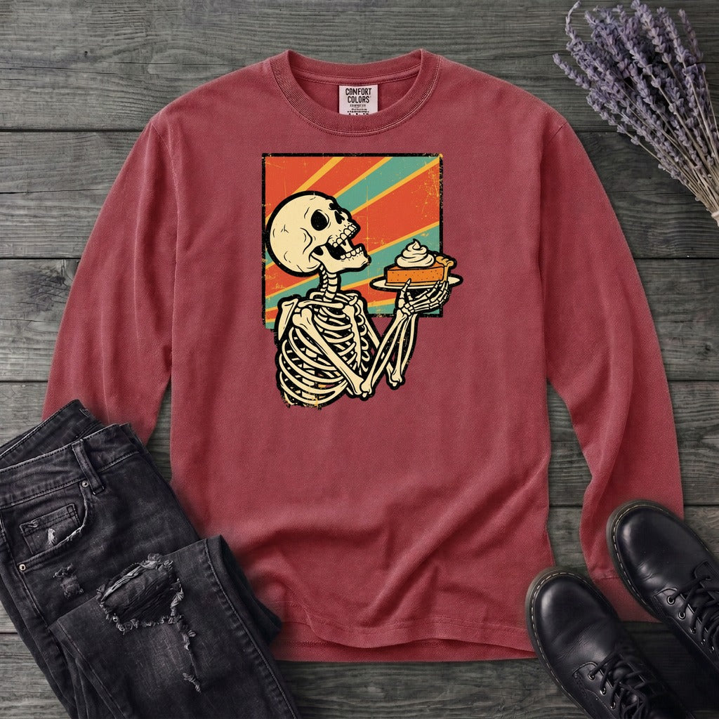 Skeleton Pumpkin Pie Grunge Long Sleeve T-Shirt