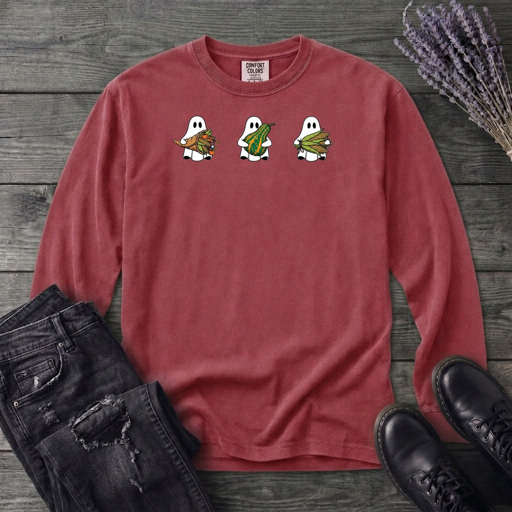Ghosts Autumn Gourds Long Sleeve T-Shirt