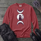 Triple Moon Goddess Cat Long Sleeve T-Shirt