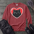 Winking Black Cat Heart Long Sleeve T-Shirt