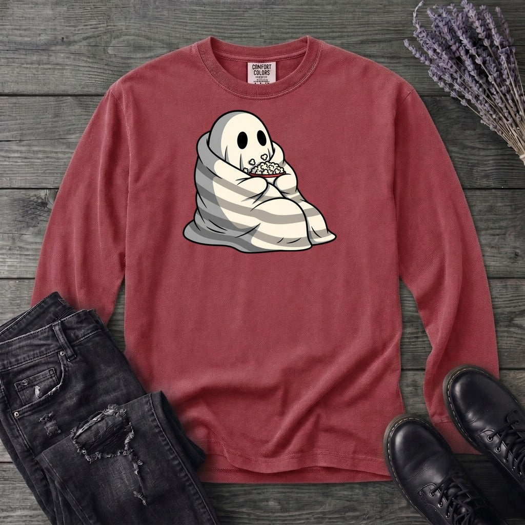 Movie Night Ghost Long Sleeve T-Shirt