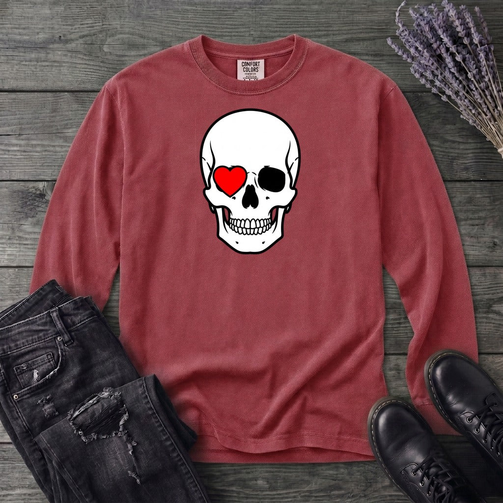 Heart Eye Skull Long Sleeve T-Shirt