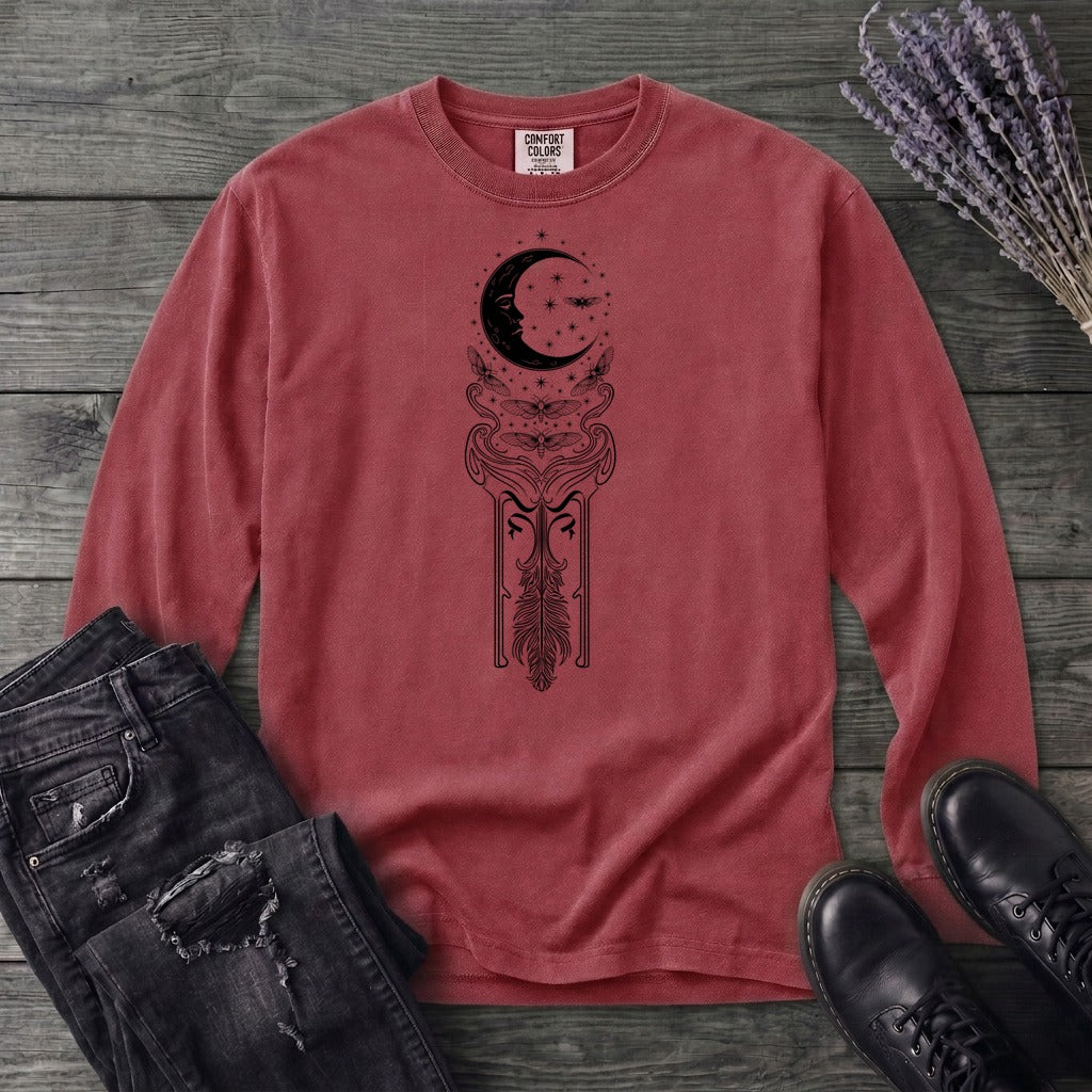Art Nouveau Crescent Moths Long Sleeve T-Shirt