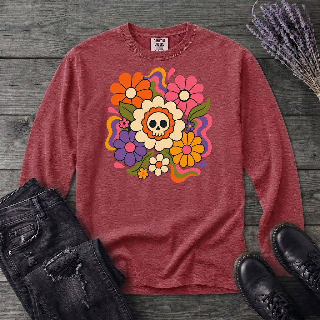 skull daisies Long Sleeve T-Shirt