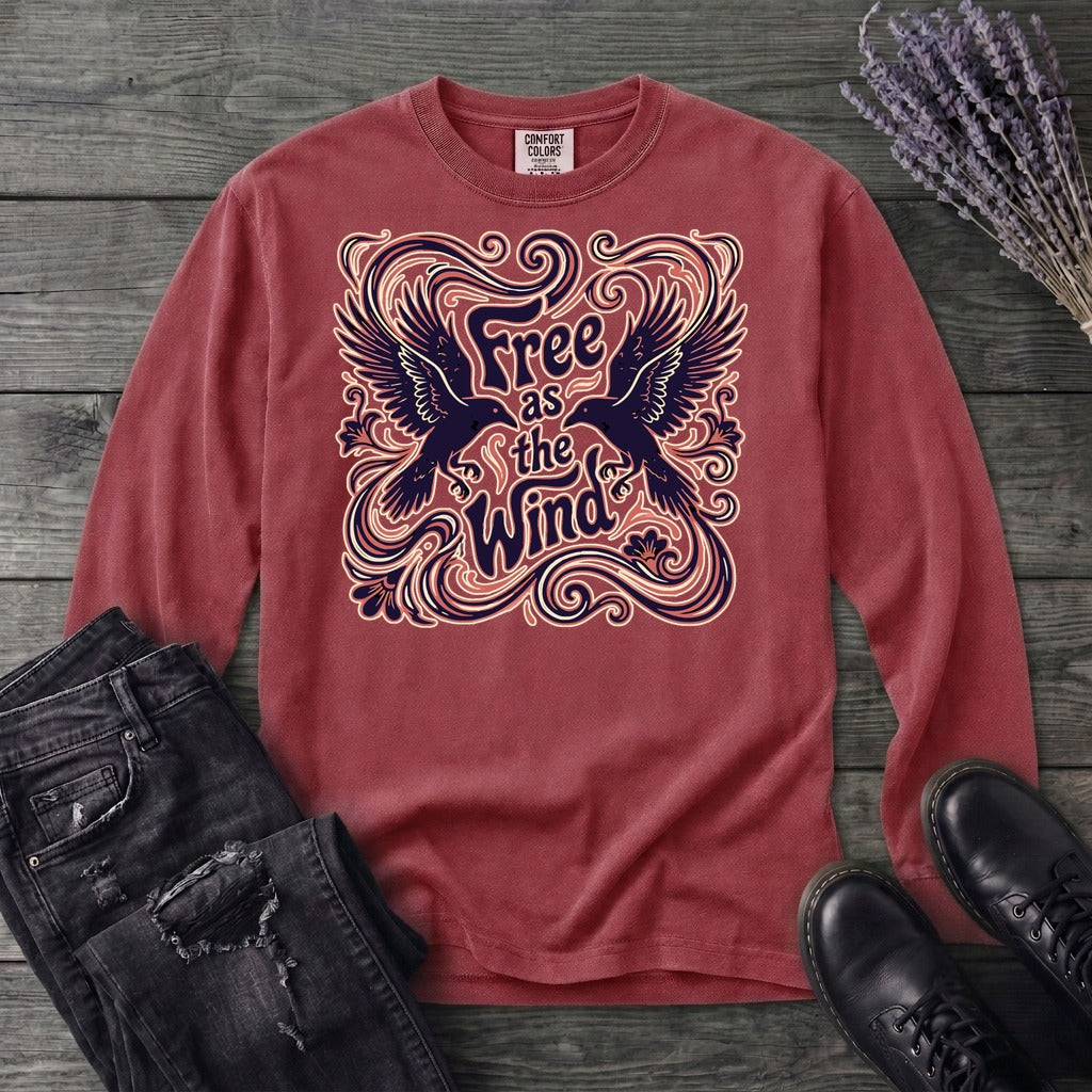 Free As The Wind Crows Long Sleeve T-Shirt