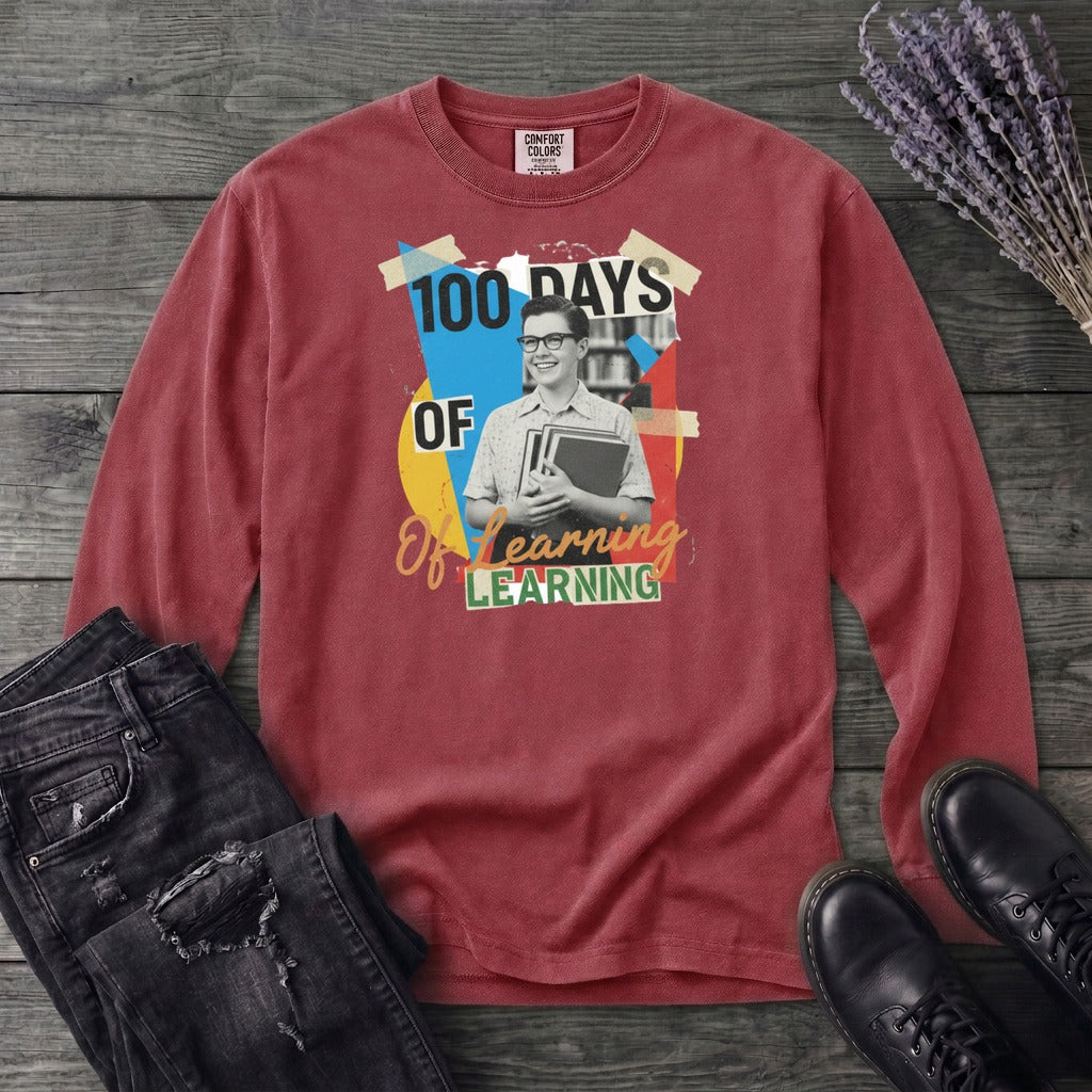 Old School 100 Days Of Learning Long Sleeve T-Shirt
