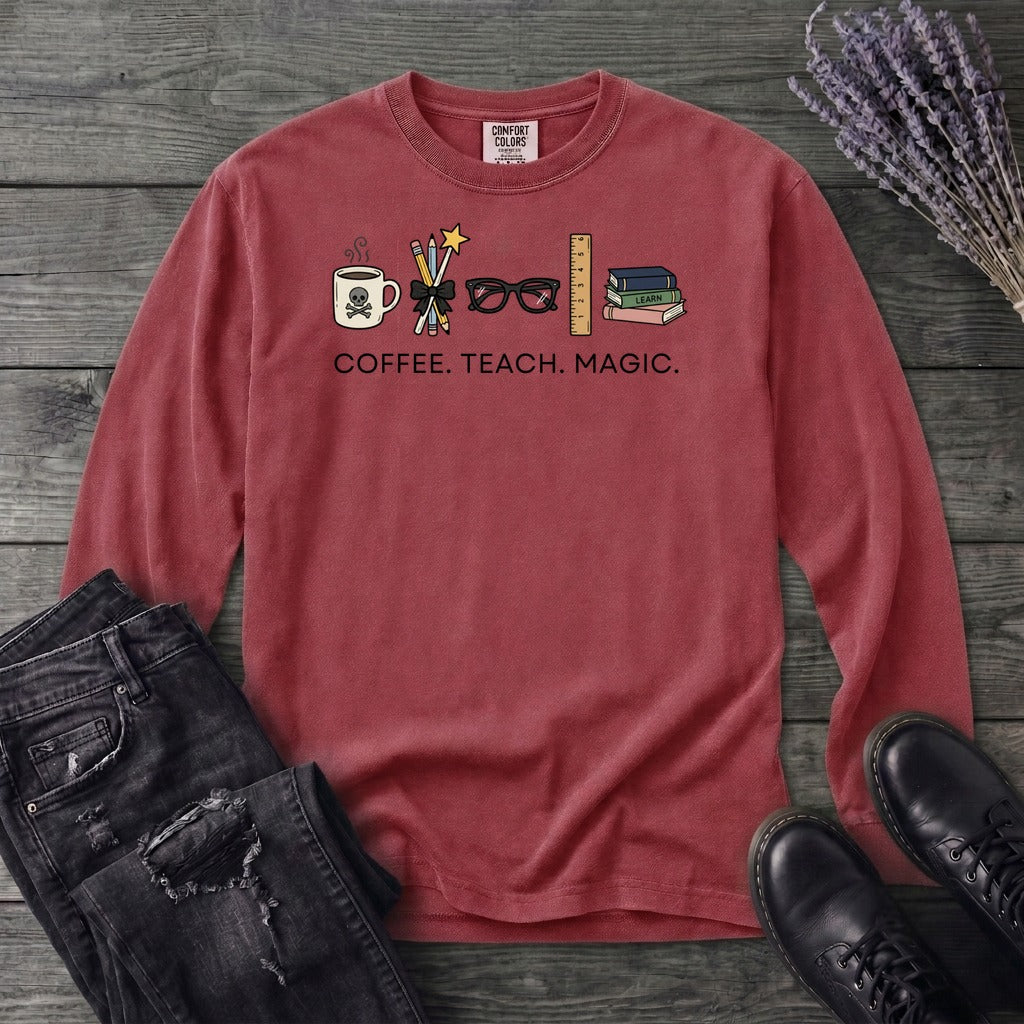 Coffee Teach Magic Long Sleeve T-Shirt