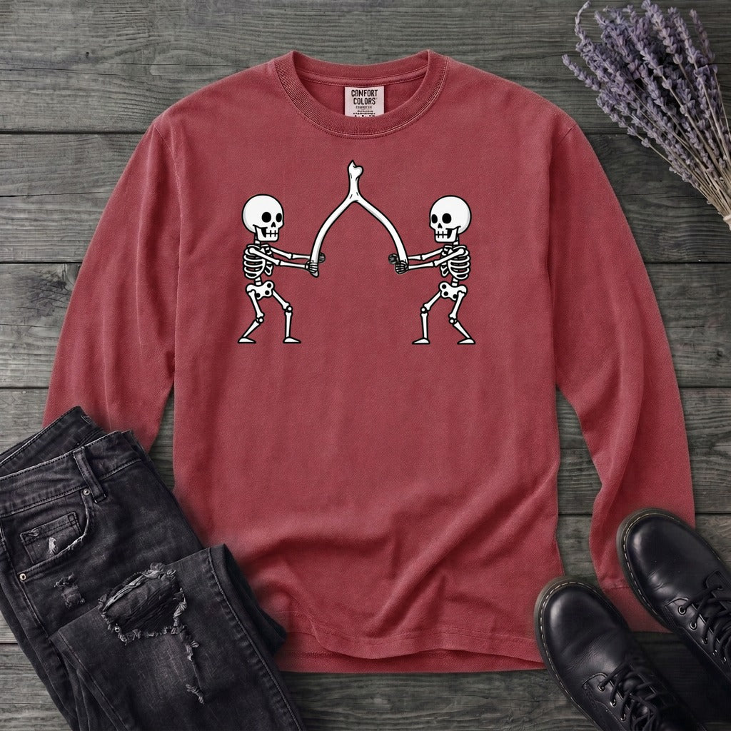 Skeleton Wishbone Pull Long Sleeve T-Shirt