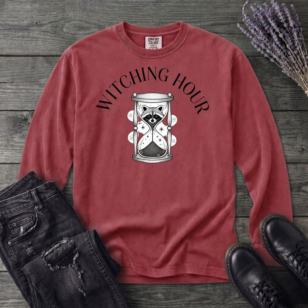 Witching Hour Raccoon Hourglass Long Sleeve T-Shirt