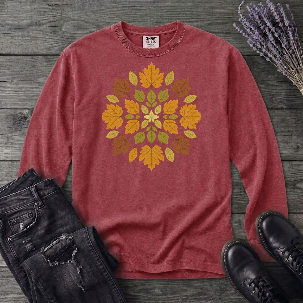 autumn leaves mandala Long Sleeve T-Shirt