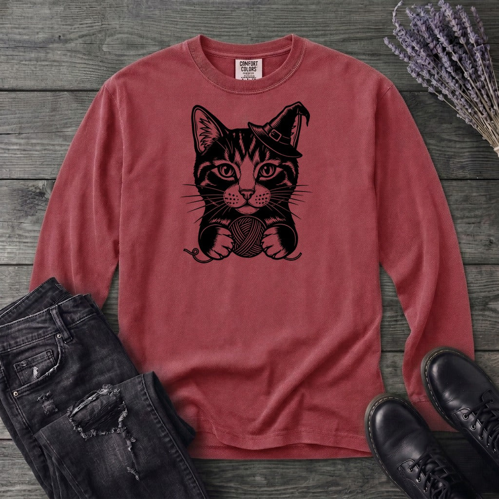 Witchy Yarn Cat Long Sleeve T-Shirt